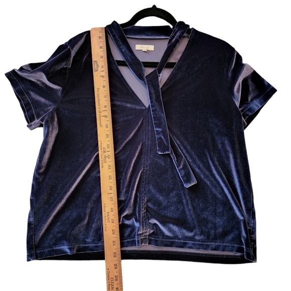 Madewell Navy Velvet Blouse - Picture 8 of 9